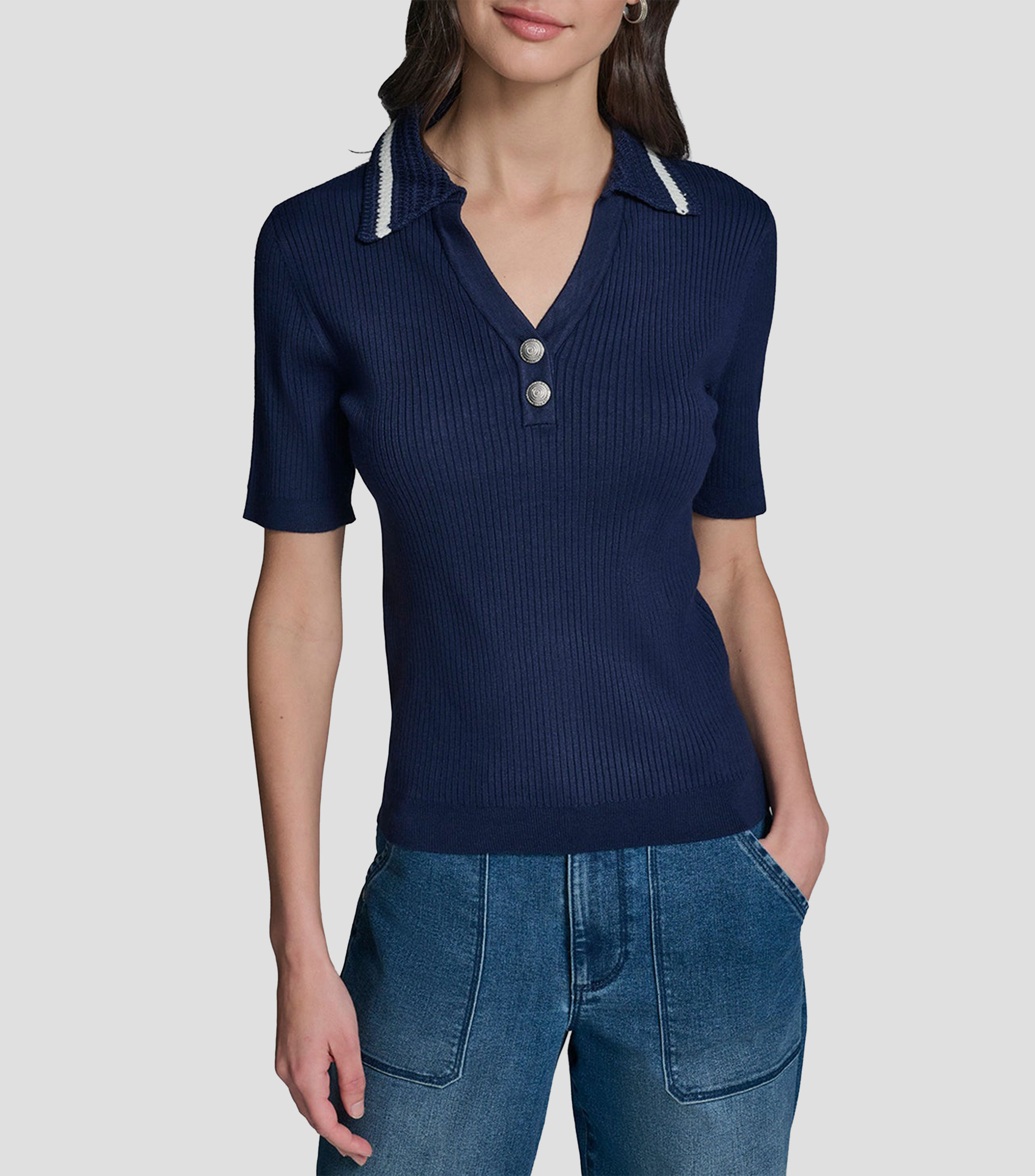 Blusa lisa manga corta Mujer